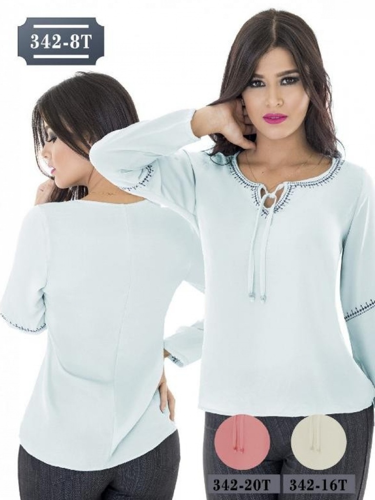 Women's Mint Tie Neck Blouse 342-8T