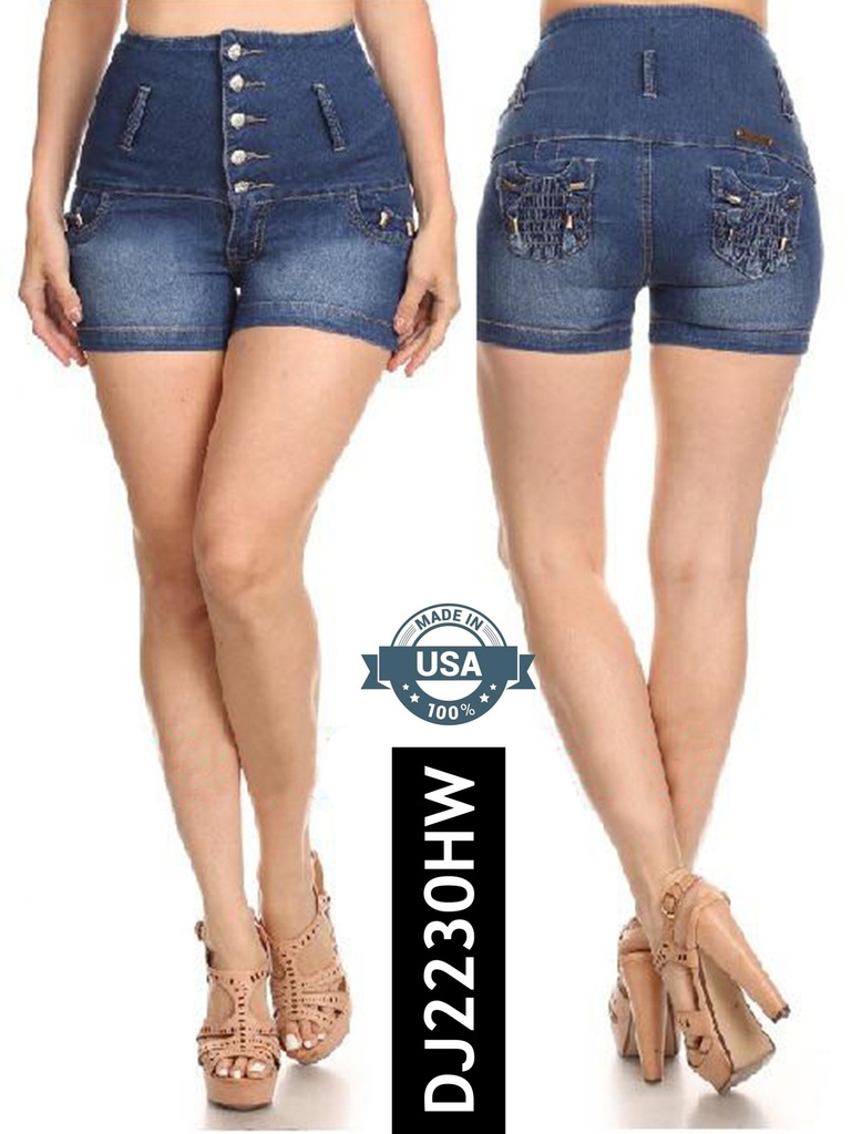 [108223005] Short Mezclilla Tiro Alto Lavado Oscuro para Mujer DJ2230HW