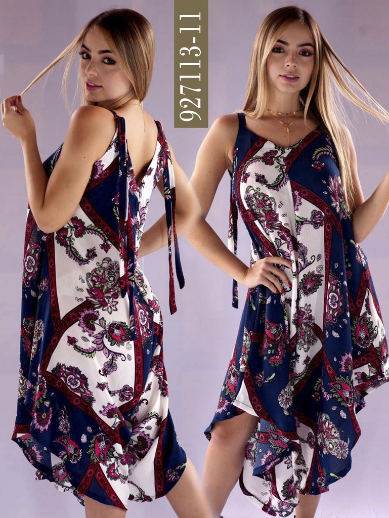 Vestido Sin Mangas Bajo Asimétrico Floral Vino Tinto para Mujer 927113-11