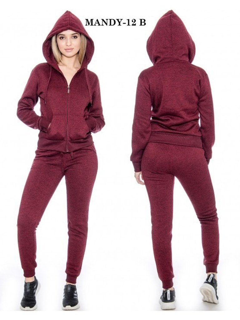 Conjunto Deportivo Sudadera con Cierre y Jogger Vino Tinto para Mujer Mandy-12 B