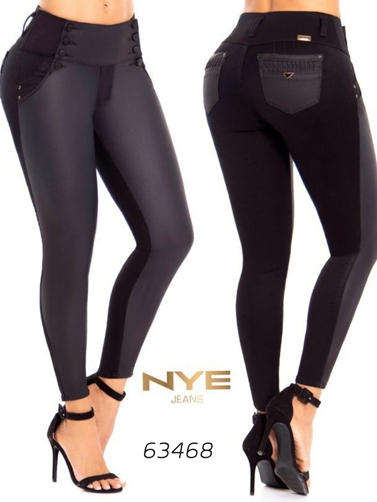 Jeans Levantacola Ajustados Negro para Mujer 63468