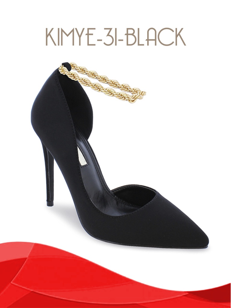Tacones Tira al Tobillo Punta Fina Tacón Fino Negro para Mujer Kimye-31