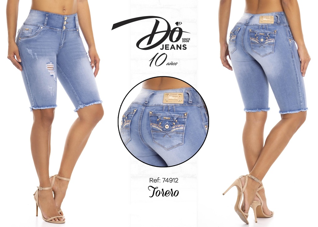 Women's Light Wash Butt Lift Bermuda Denim Shorts Do 10