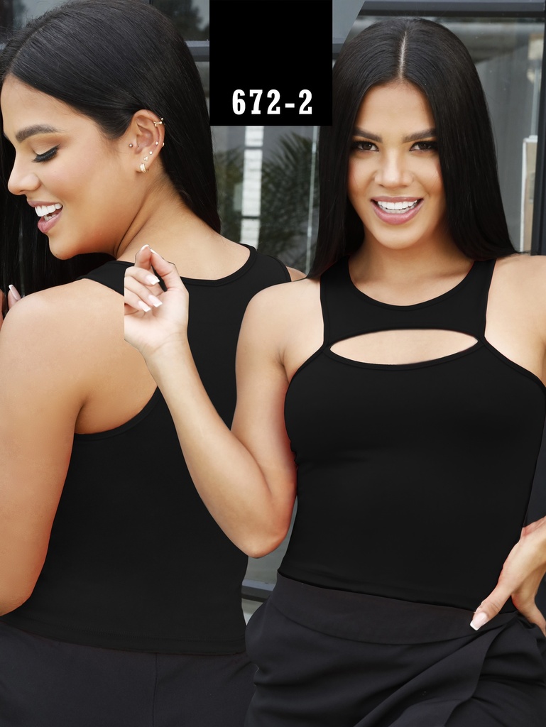 Top con Abertura Negro para Mujer 672-2