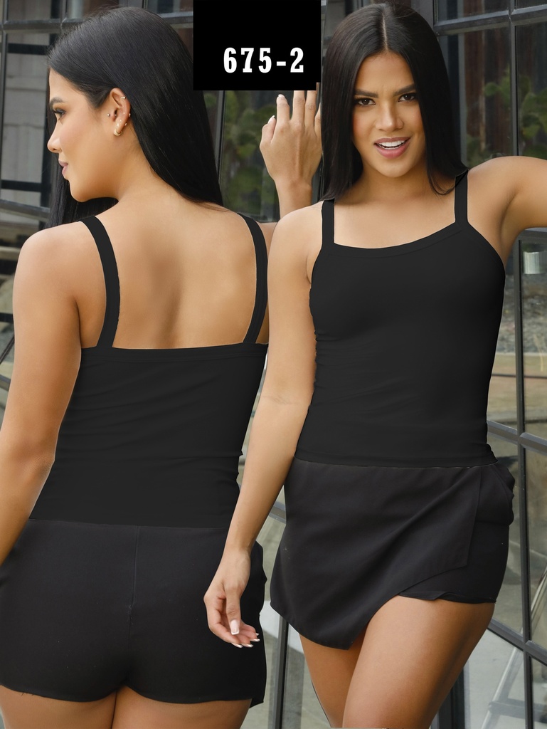 Top Camisola Escote Cuadrado Negro para Mujer 675-2