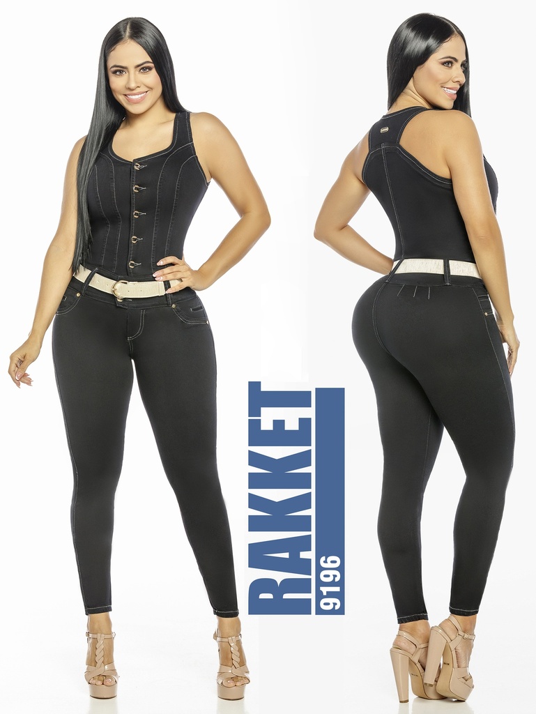Women's Black Sleeveless Butt Lift Jumpsuit 9196