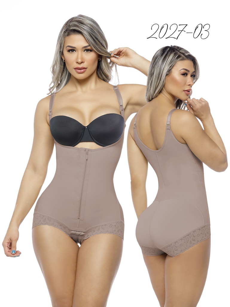 Women's Mocha Bodysuit with Built-In Bra Shapewear Body Shaper 2027-03