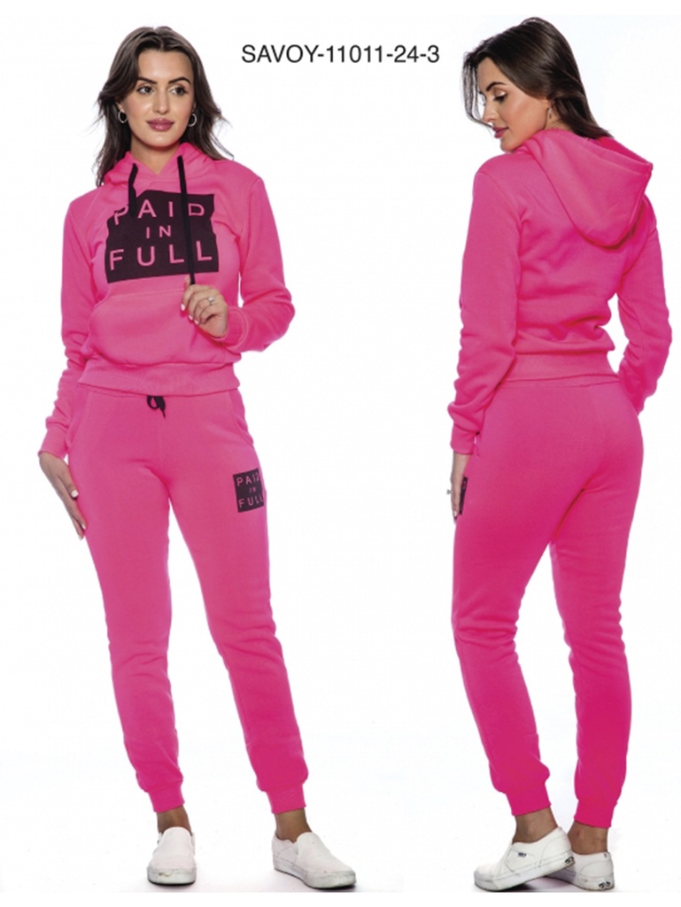 [200SAVOY11011243XXL] Women's Hot Pink Graphic Hoodie & Joggers Activewear Set Savoy-11011-24-3