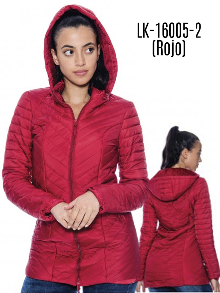 Women's Red Hooded Puffer Jacket LK-16005-2
