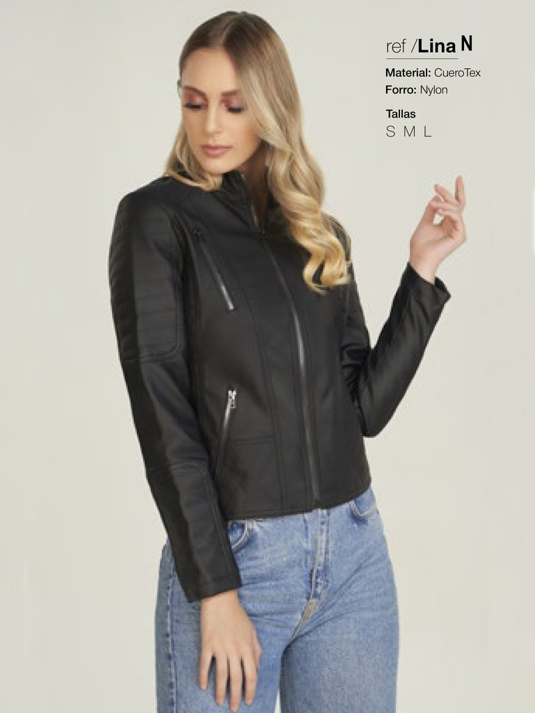 Women's Black Faux Leather Jacket Jacket Lina N