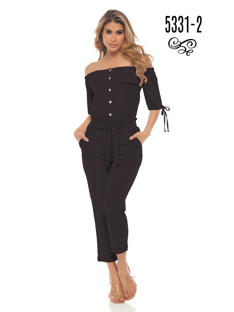 Enterizo Hombros Descubiertos Pierna Corta Negro para Mujer 5331-2