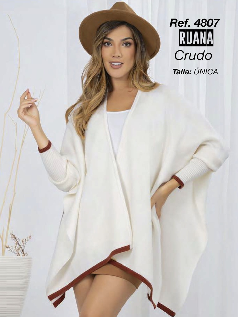[3464807CR] Women's Cream Open Front Ruana Cardigan Sweater 4807