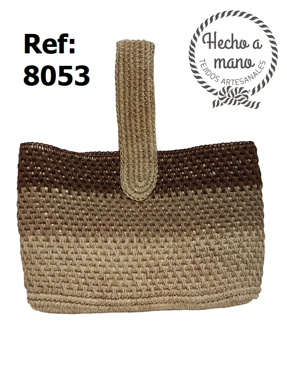 Bolso Tejido Tote de Fibra Natural Café para Mujer 8053