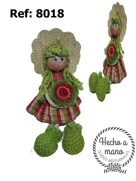 Muñeca Artesanal Verde para Mujer 8018