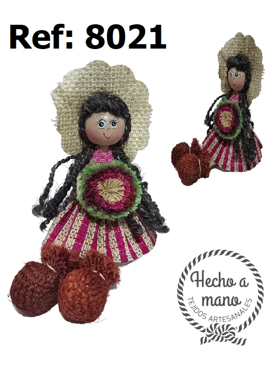 Muñeca Artesanal Cabello Oscuro para Mujer 8021