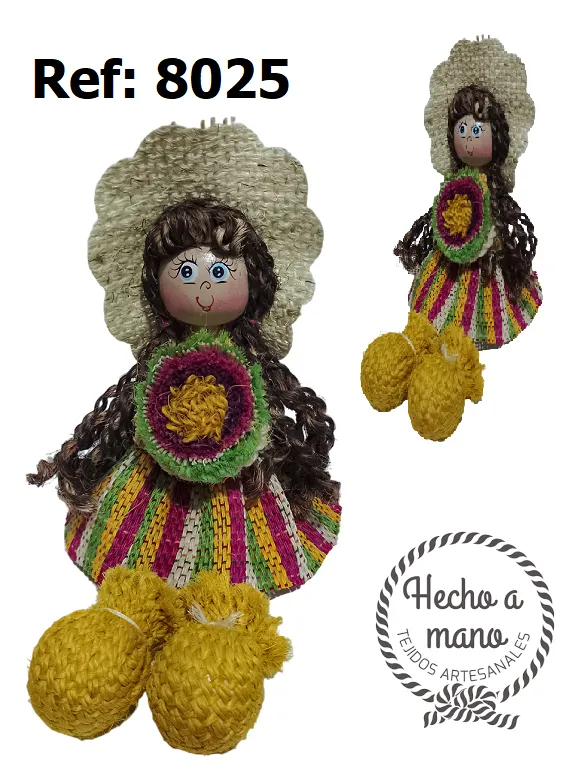 Muñeca Artesanal Cabello Café para Mujer 8025