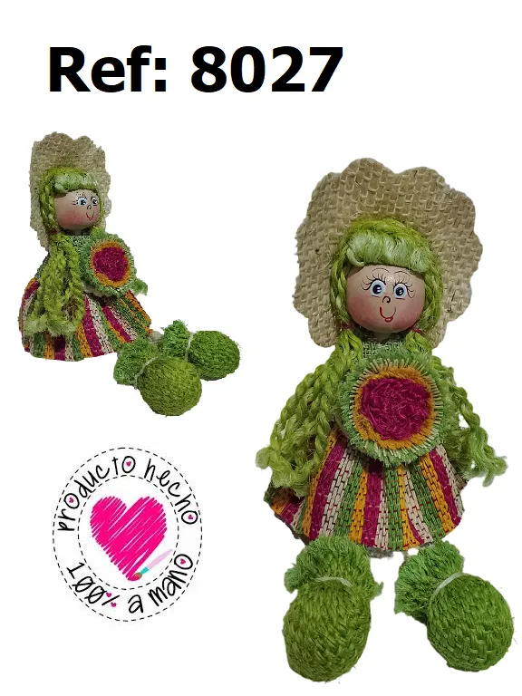 [3668027] Women's Green Handmade Artisan Doll 8027