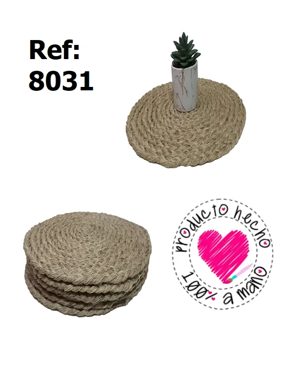 Individuales Tejidos Natural Redondos para Mujer 8031