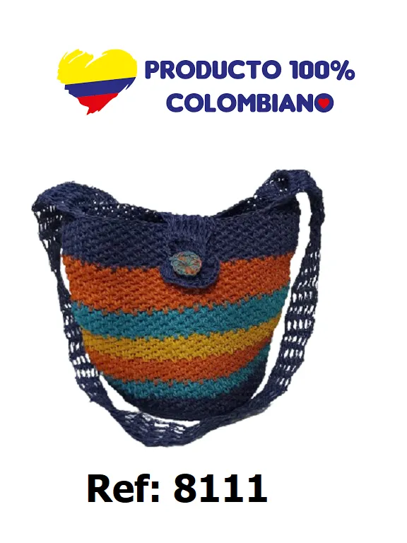 [3668111] Women's Navy & Orange Handwoven Crossbody Mochila Handwoven Bag 8111
