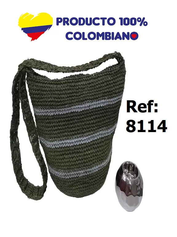 [3668114] Women's Olive Striped Handwoven Crossbody Mochila Handwoven Bag 8114