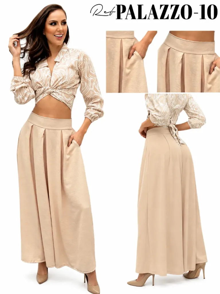 [372PALAZZO10L] Pantalon Dama