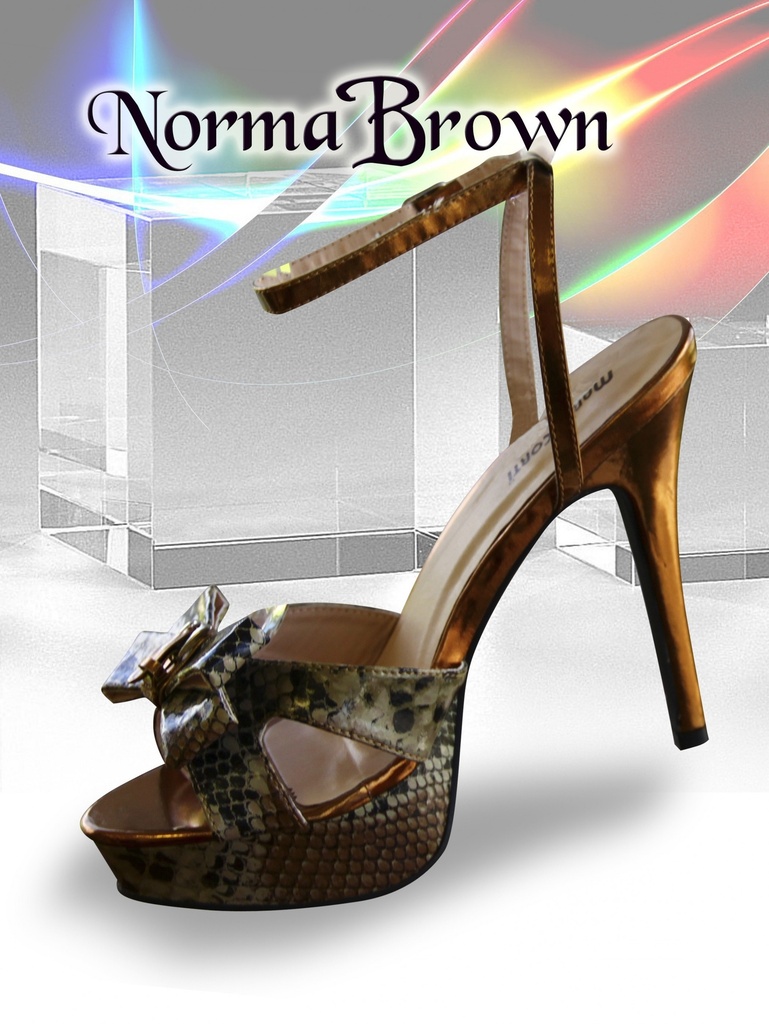 [184800911] Women's Bronze Platform Floral Bow Heels Norma