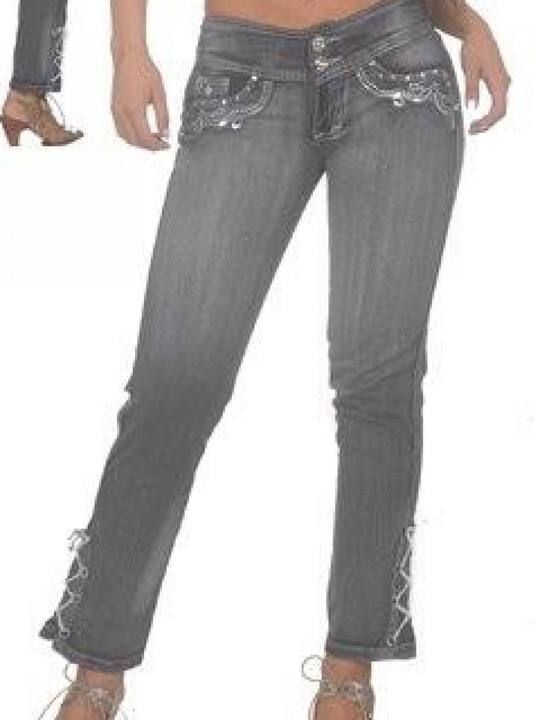 Women's Gray Lace-Up Hem Skinny Jeans 10270670