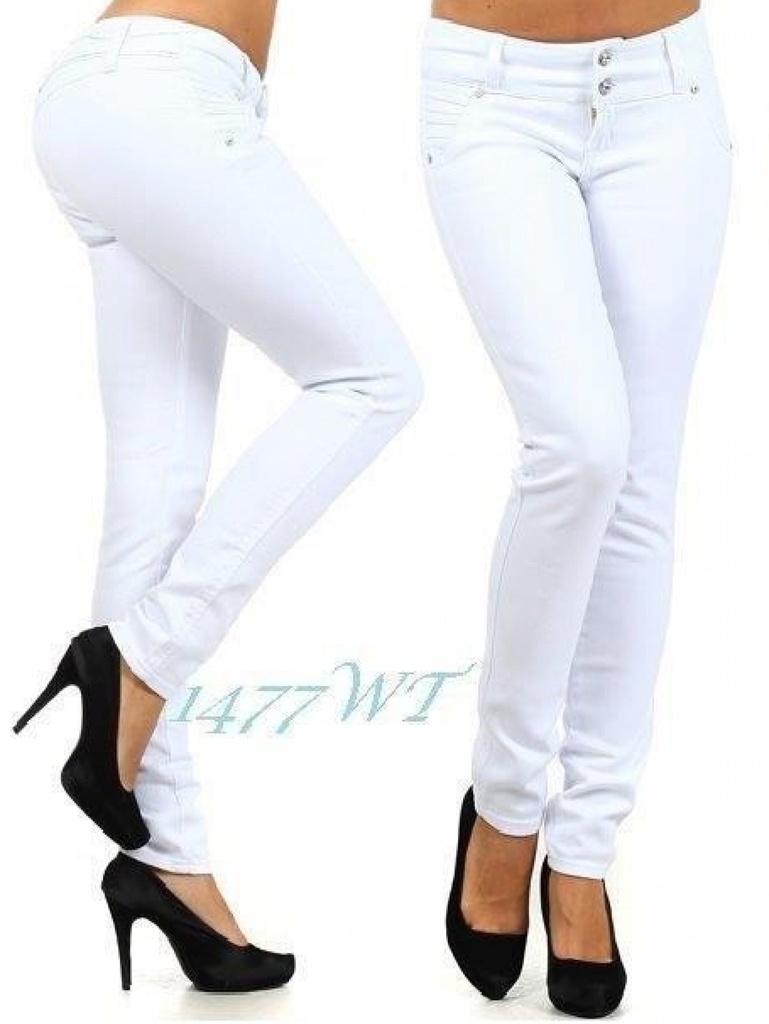Jeans Levantacola Ajustados Blanco para Mujer 1477WT