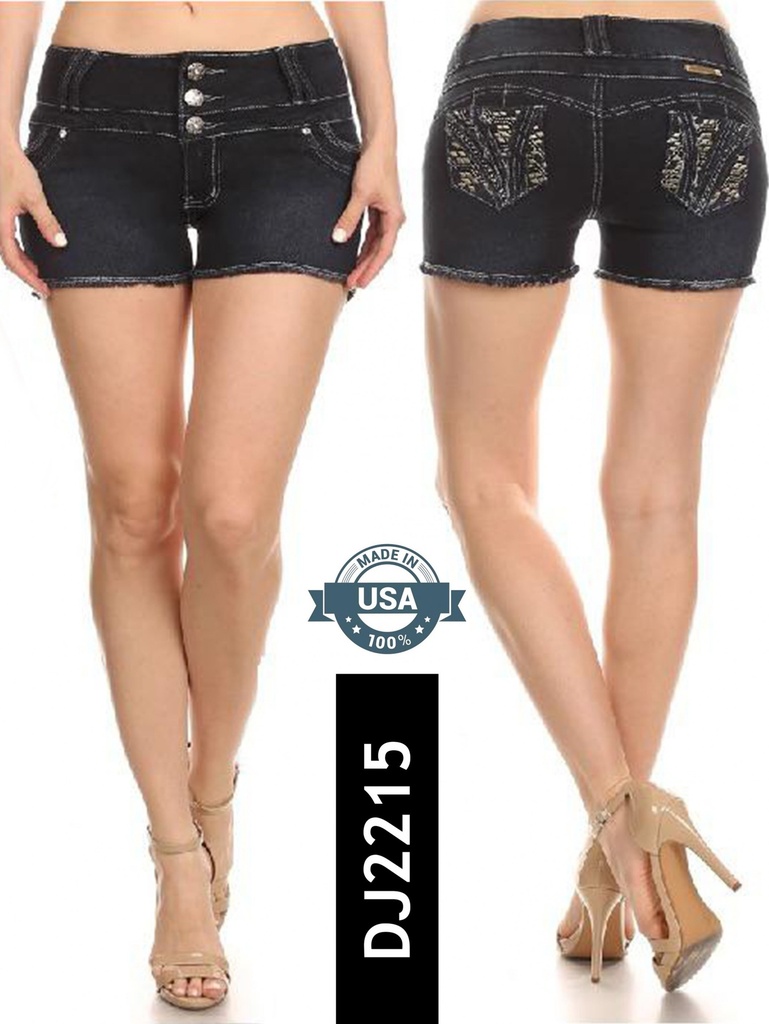 Women's Black Butt Lift Denim Shorts DJ2215