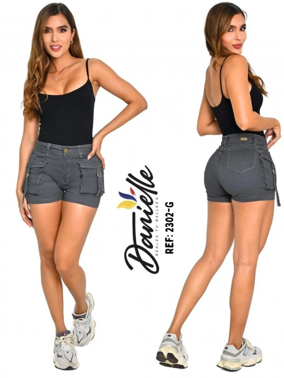 Women's Gray Butt Lift Stretch Shorts 1092302-G