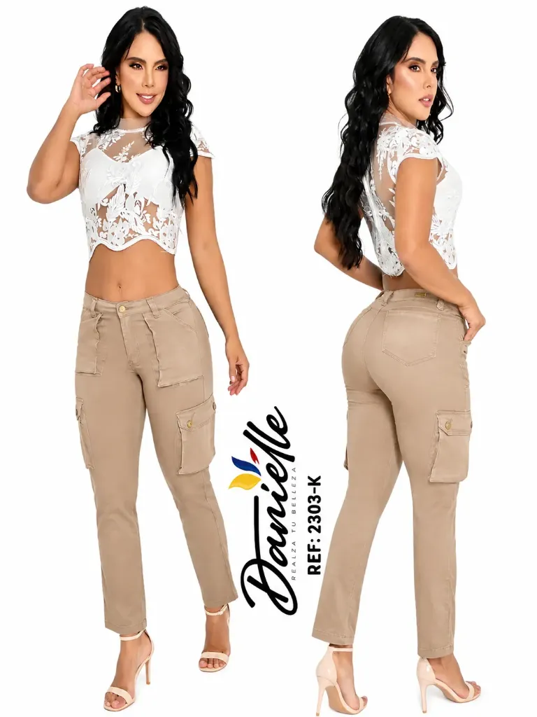 Women's Beige Cargo Ankle Pants 1203-B