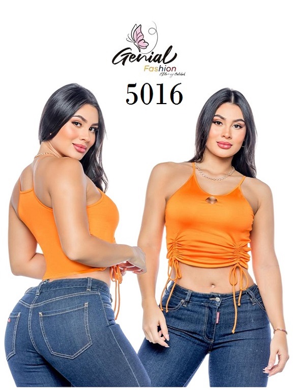 Women's Orange Ruched Drawstring Cami Top 5016