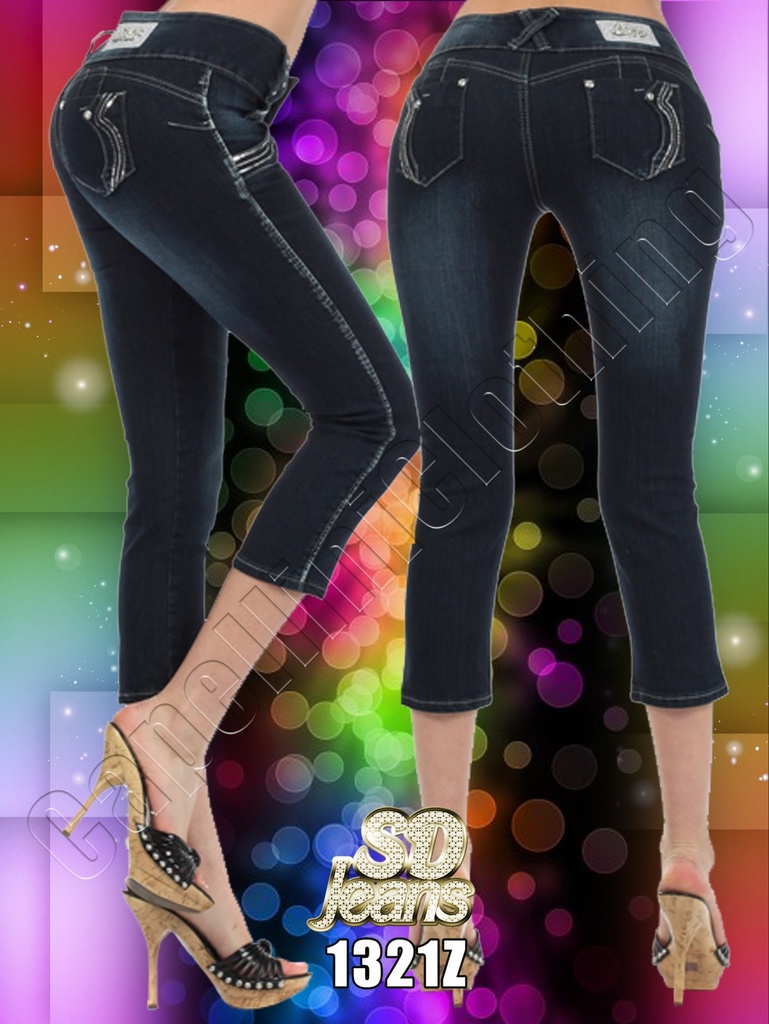 Jeans Levantacola Ajustados Lavado Gris Oscuro para Mujer 1321Z