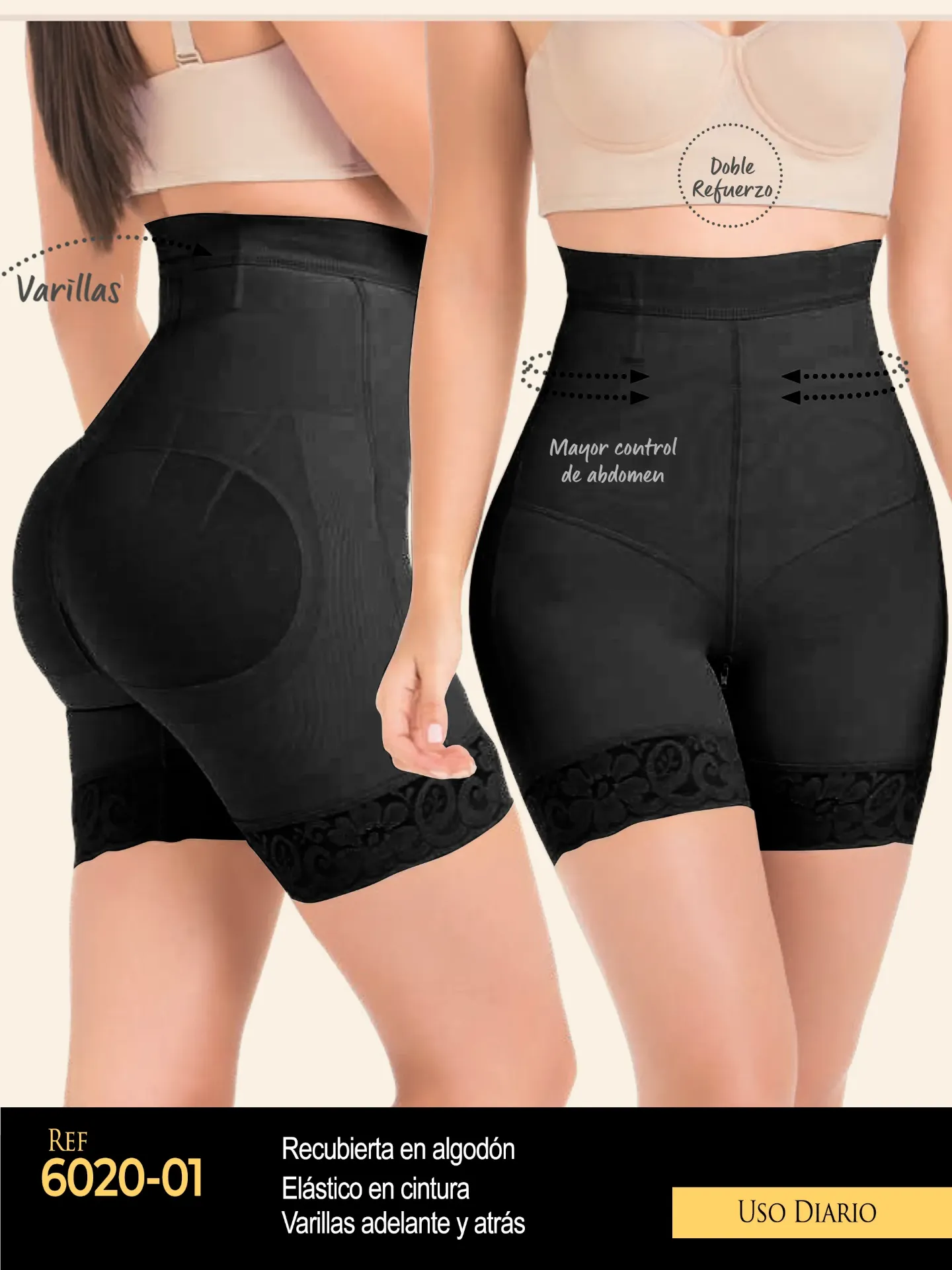 Women's Black High Waist Shaper Shorts Shapewear Body Shaper 6020-01