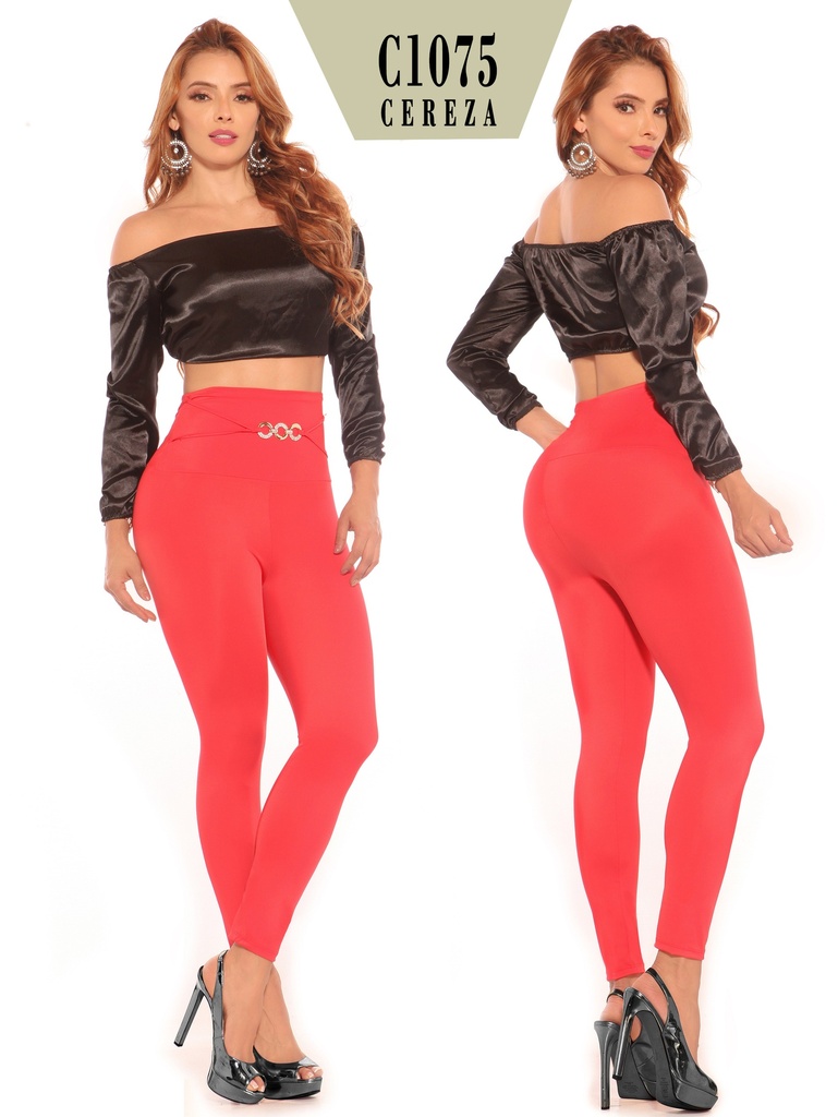 [11110753L] Women's Coral Red High Waist Leggings C1075 (L)