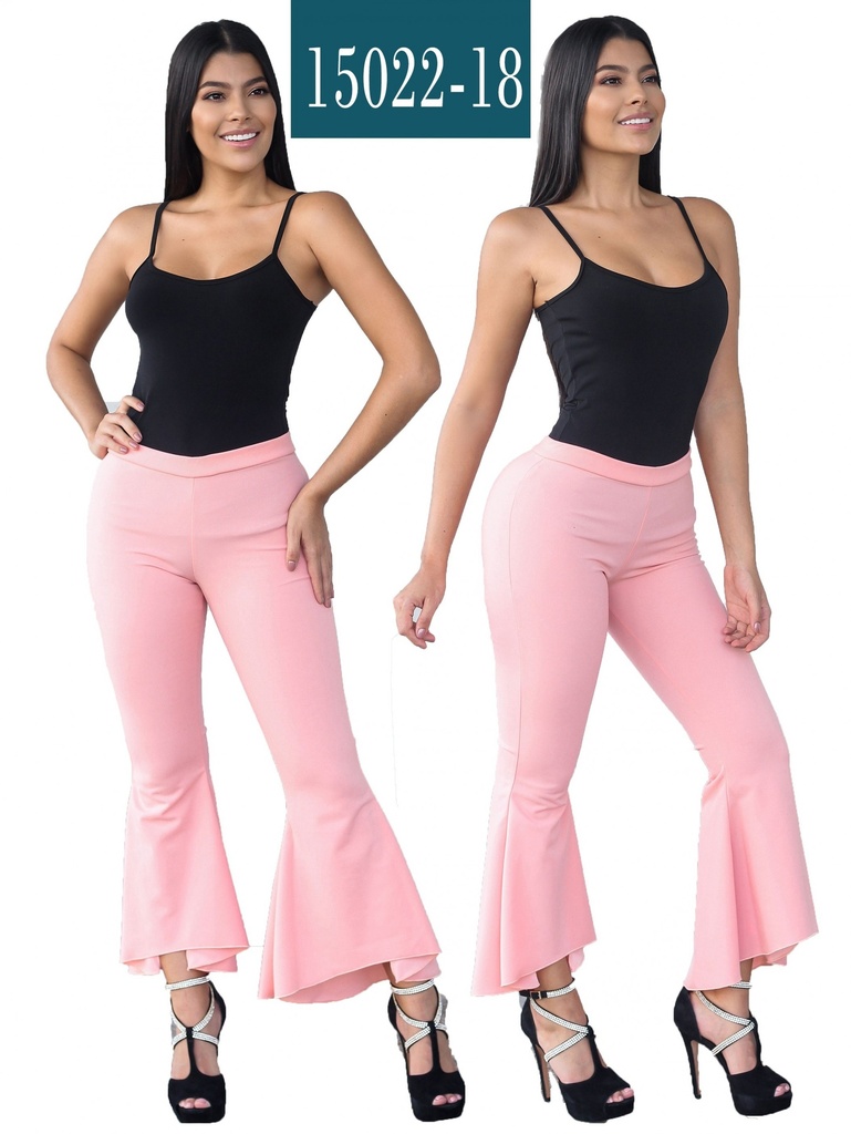 [1121502218S] Women's Pink Flare High Waist Pants 15022-18 (S)