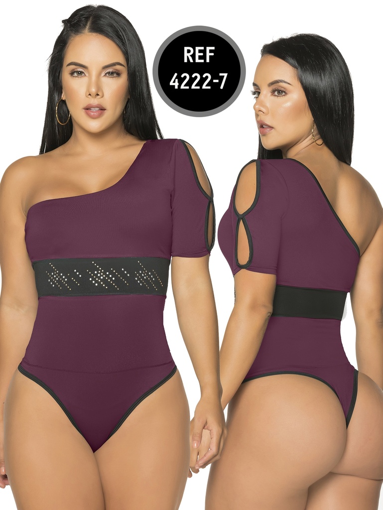 [11442227L] Women's Plum One Shoulder Cutout Sleeve Bodysuit 4222-7 (L)