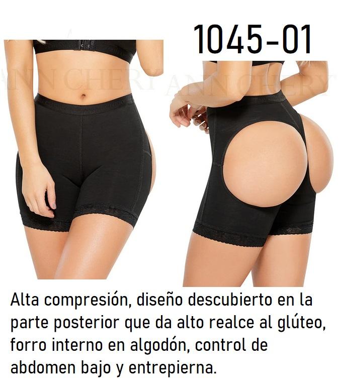 Faja Moldeadora Short Levanta Glúteos con Espalda Abierta Negro para Mujer 1045-01