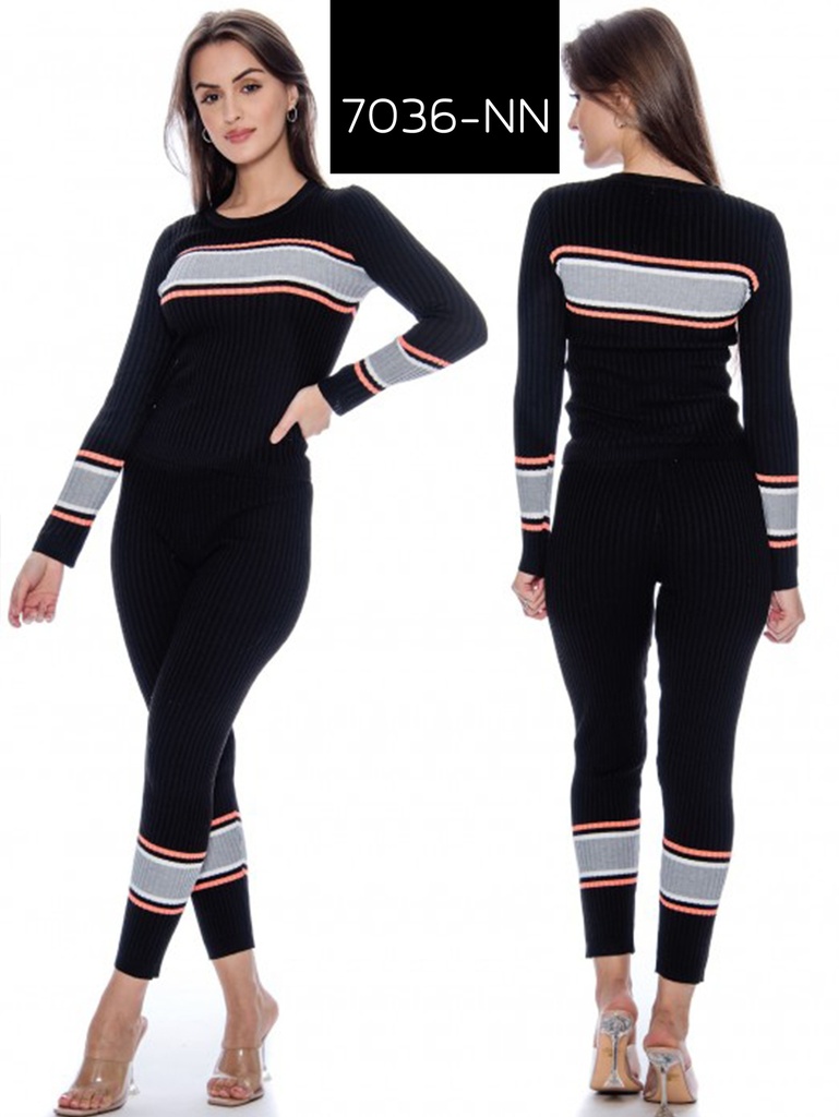 [2007036NNL] Conjunto Sueter 7036 Negro-Naranja (L)