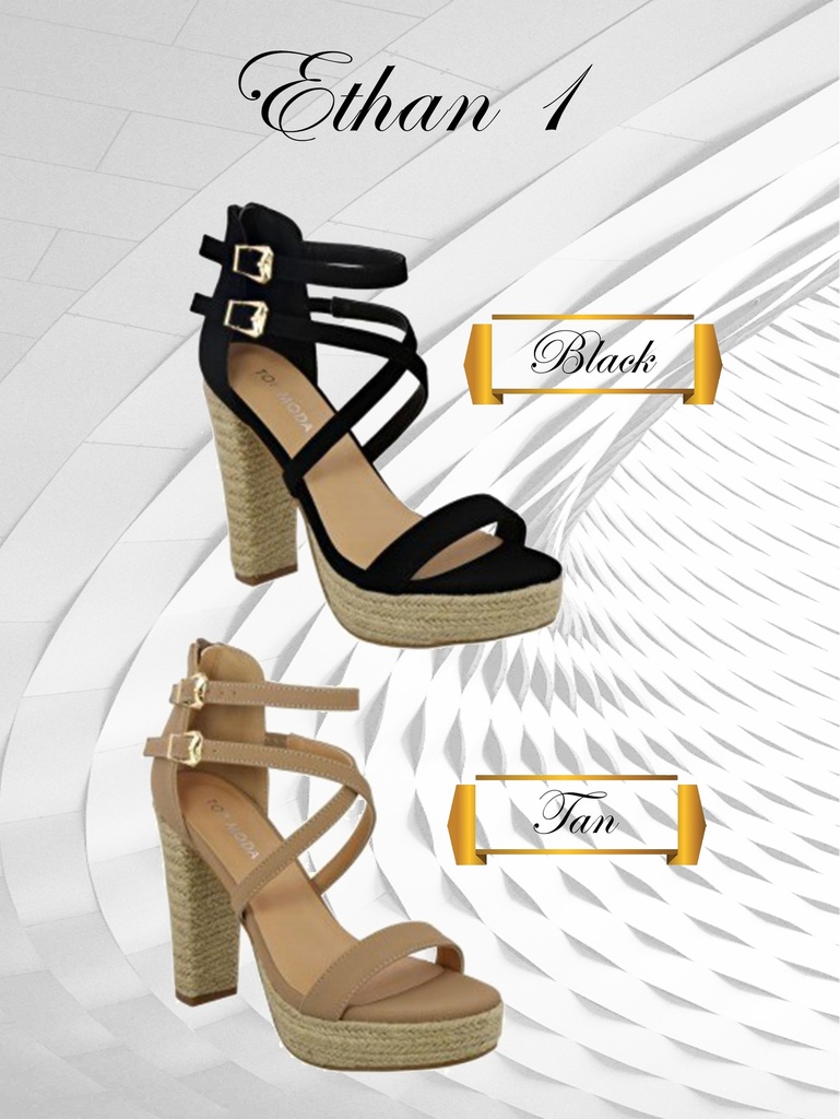Tacones Tacón Grueso con Plataforma de Tiras Beige Camel para Mujer Ethan-1