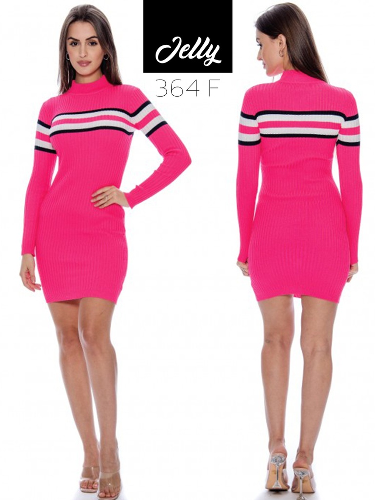 [200JELLY364FM] Women's Fuchsia Turtleneck Sweater Bodycon Dress 364-F (M)