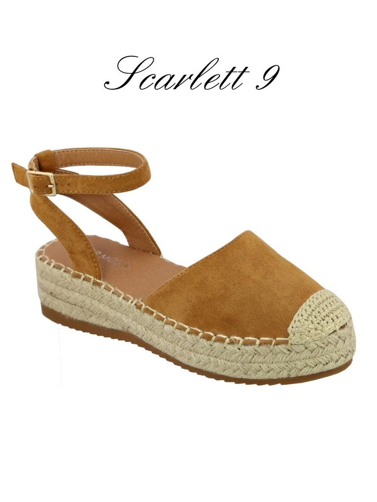[200SCARLETT99] Women's Tan Espadrille Flat Ankle Strap Sandals Scarlett-9 (9)