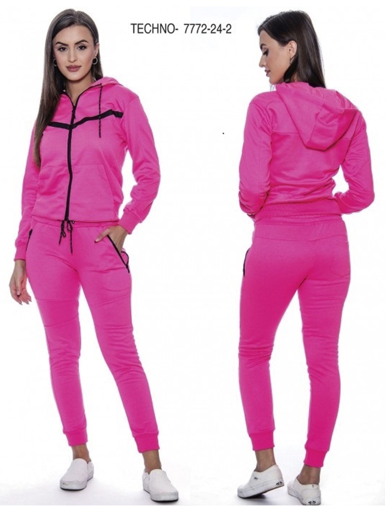 Women's Hot Pink Zip Hoodie & Joggers Activewear Set Techno-7772-24-2