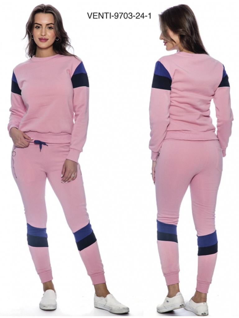 Conjunto Deportivo Sudadera y Jogger Rosa y Azul Marino para Mujer Venti-9703-24-1