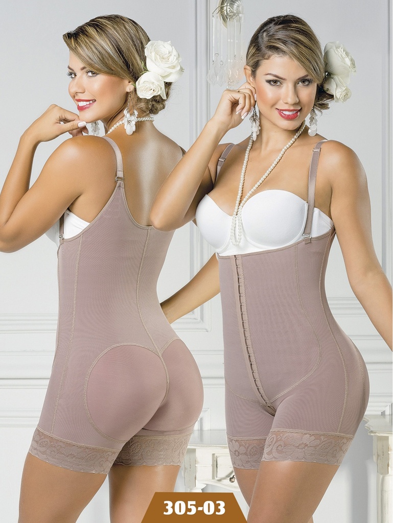 [230305M03] Women's Mocha Short Leg Body Shaper Shapewear Body Shaper 305-03 (M)