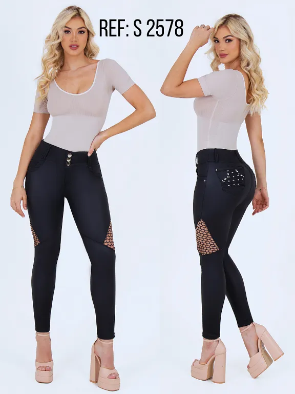 Women's Black Ripped Knee Butt Lift Skinny Jeans 2578