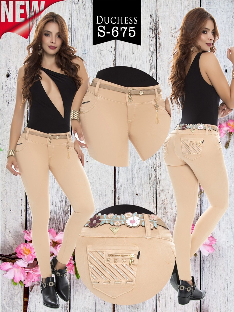 Women's Beige Butt Lift Skinny Jeans S-675