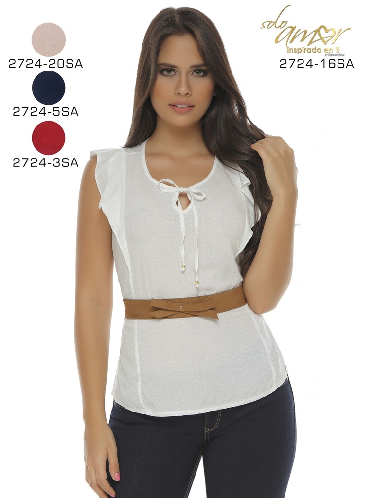 [246272420SAS] Women's White Sleeveless Blouse 2724-16SA (S)