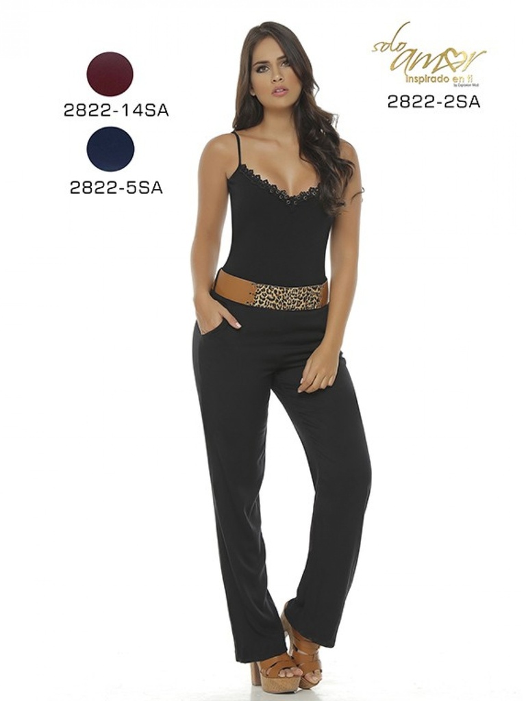 [246282214SAS] Women's Black Cami Straight Leg Jumpsuit 2622-14SA (S)