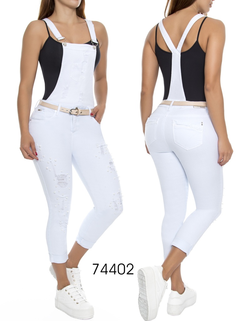 Women's White Distressed Butt Lift Capri Jeans 74402